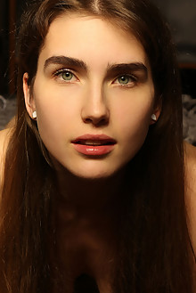 Presenting June by Natasha Schon indoor brunette green eyes shaved custom