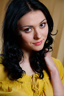 Eilona in Yellow Dress by Arkisi indoor brunette black hair ...