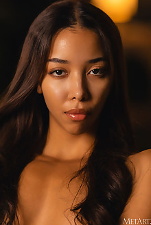 Lia Lin in Night to Remember by David Menich outdoor ebony skinny petite black hair brown eyes shaved ass custom
