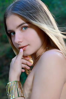 Dakota Pink in Flowing River by Matiss outdoor river woods blonde blue eyes boobies busty shaved pussy ass custom
