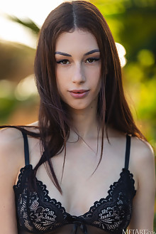 Shania Vega in In My Garden by David Menich outdoor brunette brown eyes boobies skinny shaved pussy ass custom