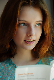 Sienna in In Blue by Arkisi indoor redhead green eyes puffy ...