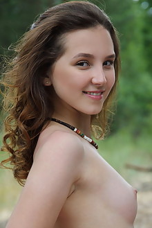 Presenting Ava by Leonardo outdoor woods brunette brown eyes small tits shaved tight ass pussy custom