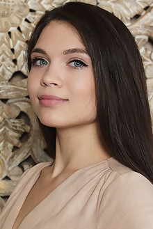 Adriana Fawn in Suede by Flora indoor brunette blue eyes boo...